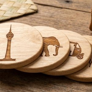 Wooden round coasters 4pcs set